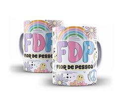 Caneca Porcelana Divertida FDP Flor De Pessoa