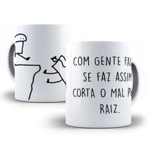 Caneca Porcelana Divertida Flork Corta O Mal Pela Raiz