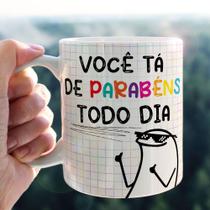 Caneca Porcelana Divertida Flork Você tá de Parabéns