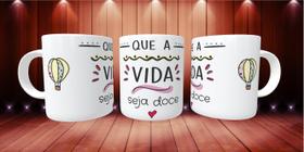 Caneca Porcelana Divertida Gratidão Que A Vida Seja Doce