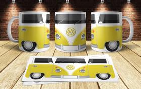 Caneca Porcelana Divertida Kombi Yellow