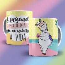 Caneca Porcelana Divertida Lhama É Fazendo Merda Que Aduba