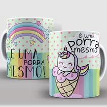 Caneca Porcelana Divertida Unicórnio Indiscreto Porra Mesmo