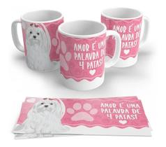 Caneca Porcelana Dog Pet Cachorro Amor É Uma Palavta 4 Patas