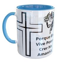 Caneca Porcelana Ele Vive Posso Crer Amanha Jesus
