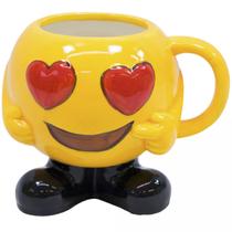 Caneca Porcelana Emoticon Olhos De Coração 400ml