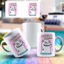 Caneca porcelana engraçada - devendo e luxando essa é a vida flork meme