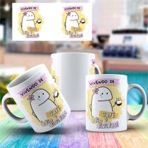 Caneca porcelana engraçada - vivendo de café odio e boleto flork meme