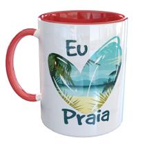 Caneca Porcelana Eu amo Praia