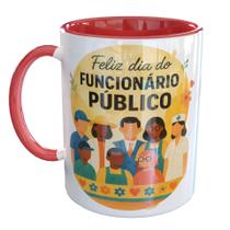 Caneca Porcelana Feliz dia do Funcionário Público