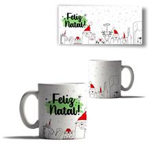 Caneca Porcelana Feliz Natal Cenário Neve Papai Noel Mensage Caneca Porcelana Feliz Natal Cenário Neve Papai Noel Mensage
