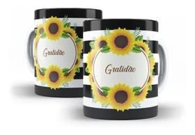 Caneca Porcelana Flor Girassol 01