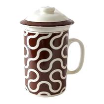 Caneca Porcelana Floral Infusora Para Chá Com Tampa 310 Ml