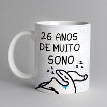 Caneca porcelana flork 26 anos de muito sono 325ml