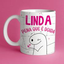 Caneca porcelana flork amigas, linda pena que é doida 325ml