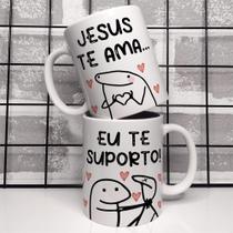 Caneca porcelana flork jesus te ama, eu te suporto 325ml