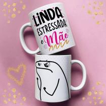 Caneca porcelana flork linda estressada e mãe 325ml