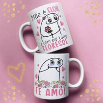 Caneca porcelana flork mãe é flor e com ela tudo floresce. te amo 325ml