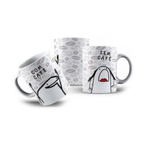 Caneca Porcelana Flork Meme Com Café Sem Café Surto 325mL