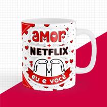 Caneca porcelana flork namorados amor + netflix eu e você 325ml Caneca porcelana flork namorados amor + netflix eu e você 325ml