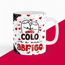 Caneca porcelana flork namorados o teu colo é o meu abrigo 325ml