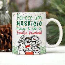 Caneca Porcelana Flork Natal parece um hospicio mas é só a Família reunida 325 ml