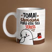 Caneca Porcelana Flork Páscoa Toma chocolate para esse teu stress 325 ml