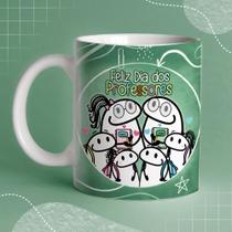 Caneca Porcelana Flork Prof Feliz dia dos professores 325 ml