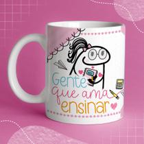 Caneca Porcelana Flork Prof gente que ama ensinar Professora 325 ml