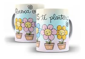 Caneca Porcelana Florzinhas Floresça Onde Deus Te Plantar