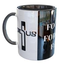 Caneca Porcelana Foco Força Fé Leão de Judá