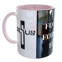 Caneca Porcelana Foco Força Fé Leão de Judá