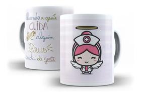 Caneca Porcelana Frase Deus Cuida Da Gente