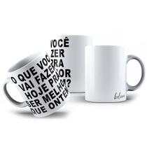 Caneca Porcelana Frase Motivacional Gratidão CarpeDiem 325mL