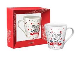 Caneca Porcelana Frases Amor Por Onde For Quero Ser Seu Par - Artebel