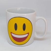 Caneca Porcelana Fundo Branco Desenho Carinha Feliz 325ML