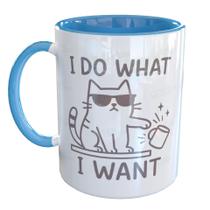 Caneca Porcelana Gato Eu Faço O Que Eu Quero