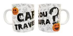 Caneca Porcelana Halloween Café ou Travessura Abóbora Dia das Bruxas Caneca Porcelana Halloween Café ou Travessura Abóbora Dia das Bruxas