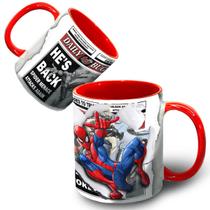 Caneca Porcelana Homem Aranha Personalizada Preta Vermelha