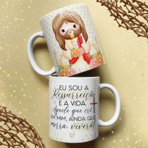 Caneca Porcelana Jesus Cute Páscoa 01 325ml