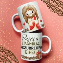 Caneca Porcelana Jesus Cute Páscoa 03 325ml
