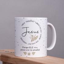 Caneca Porcelana Jesus Vida Perdão Libertação Amor Salvação Verdade Est.CLaços - Religioso Zlprint