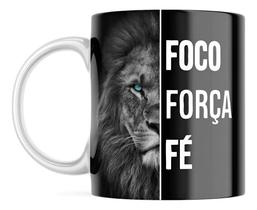 Caneca Porcelana Leão De Judá Jesus Cristo Foco Forca E Fe C