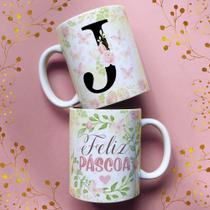 Caneca porcelana letra j feliz pascoa 325 ml