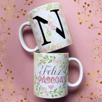 Caneca porcelana letra n feliz pascoa 325 ml