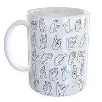 Caneca Porcelana Libras Linguagem Sinais Surdo Mudo