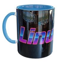 Caneca Porcelana Linux Tux Futurista