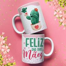 Caneca porcelana mãe cactos - feliz dia das mães 325ml