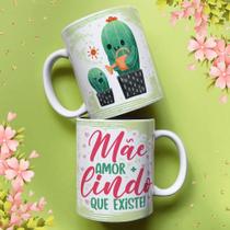 Caneca porcelana mãe cactos - mãe amor + lindo que existe 325ml Caneca porcelana mãe cactos - mãe amor + lindo que existe 325ml