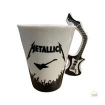 Caneca porcelana metalica rock preta personalizada 300ml